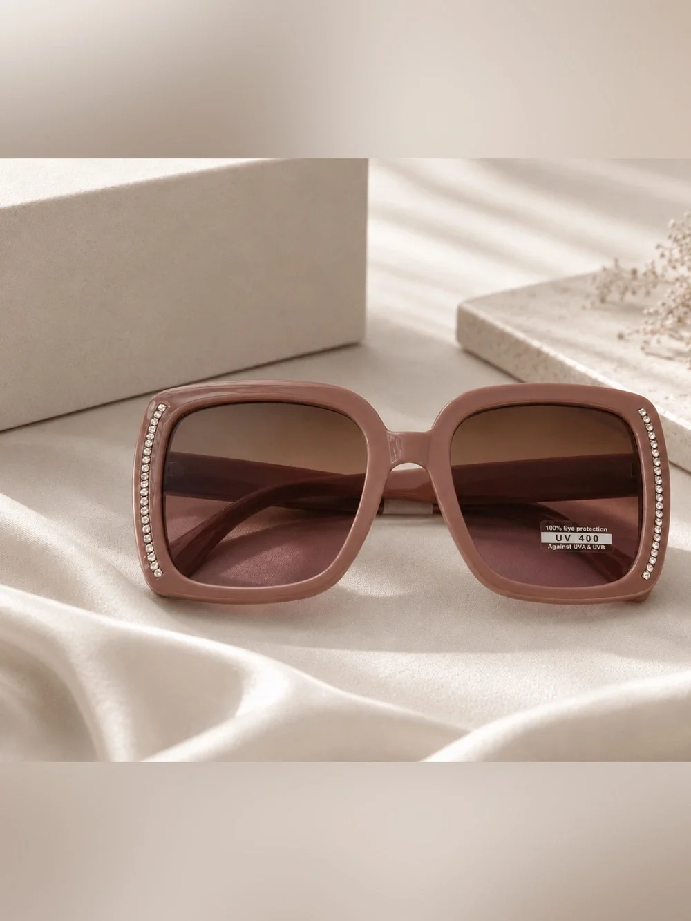 Women's Oversized Square Sunglasses in Dusty Rose